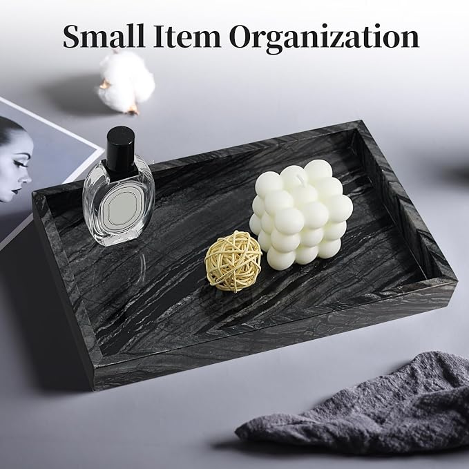 Natural Marble Tray for Bathroom, Genuine Ancient Wood Grain Marble Vanity Tray - Image 5