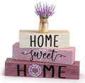 Cinnvoice 4 Pcs Farmhouse Wooden Tabletop Decor Purple Lavenderspring Rustic by Cinnvoice