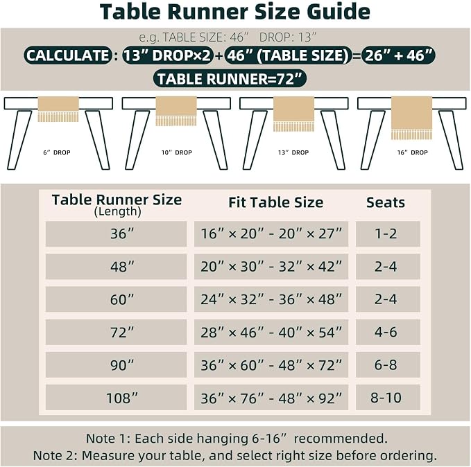 Boho Table Runner for Fall Home Decor 12x60 Rustic - Image 3