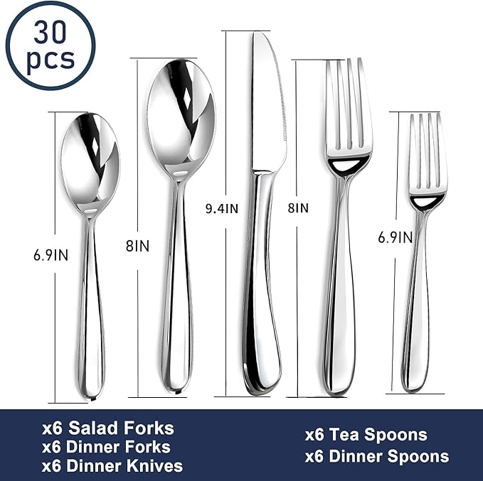 Heavy Duty Silverware Set for 6, Stainless Steel Flatware Cutlery Set | Heavy - Image 5