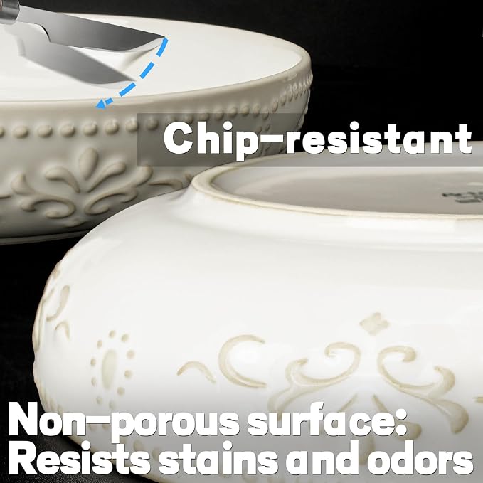 Pasta Bowls, 50oz Large Salad Serving Bowls, 9.75'' Plates Bowls Set of 4 - Image 9