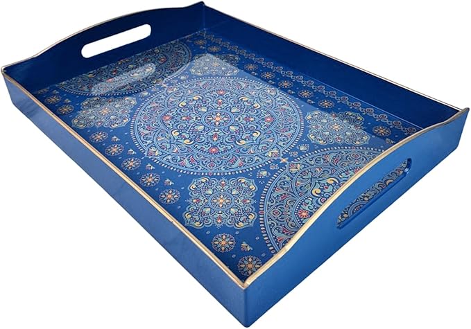 Boho Blue Decorative Tray, Serving Tray by Umisriro