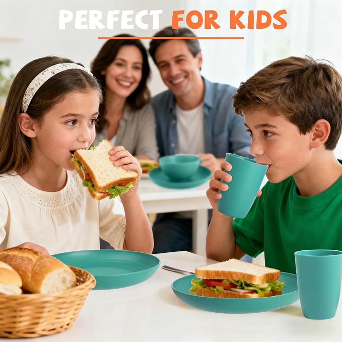 Wheat Straw Dinnerware Sets for 4, Dishwasher Microwave Safe Dinnerware Set - Image 4