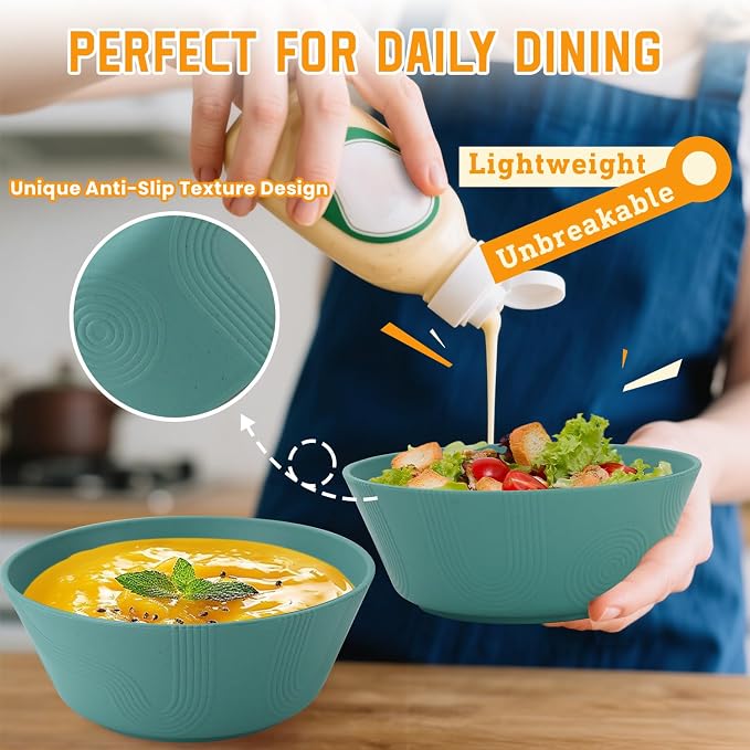 Wheat Straw Bowl Sets of 6-36oz Cereal Bowls, Microwave and Dishwasher Safe - Image 4
