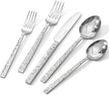 60 Pcs Hammered Silverware Set for 12, 18/10 Stainless Steel Heavy Duty by KINGSTONE