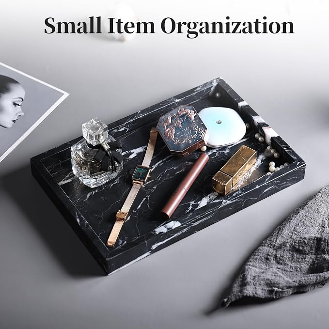 Real Natural Marble Tray for Bathroom, Genuine Marble Stone Vanity Tray - Image 4