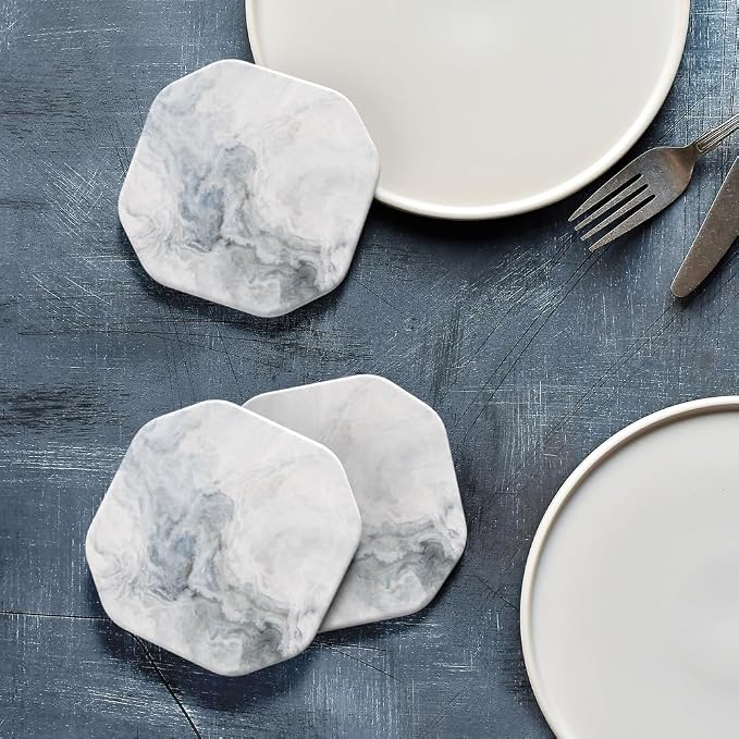 UMIRRO Absorbent Ceramic Stone Coasters Set of 6 - Image 4