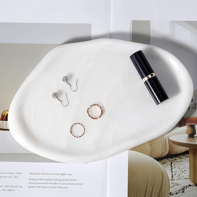 Luxurious White Marble Vanity Tray, Cloud Shape Serving Stone Key Tray - Image 7