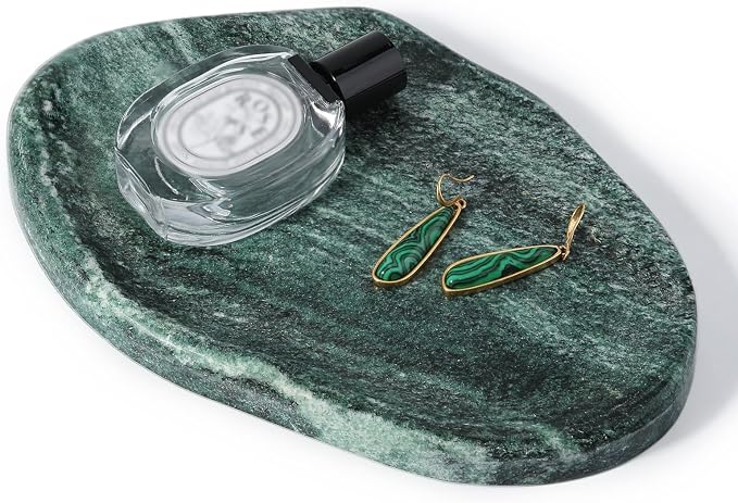 Green Marble Cloud Shape Vanity Tray, Serving Stone Key Tray - Image 9