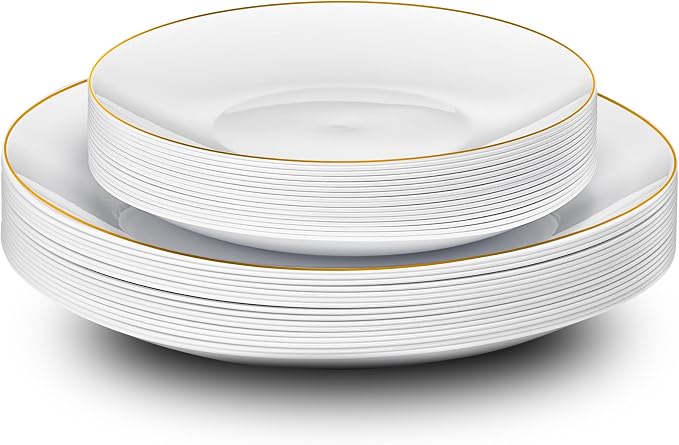 PLASTICPRO 64 Piece Combo Plates Set includes 32 7'' inch Plates & 32 10'' - Image 6
