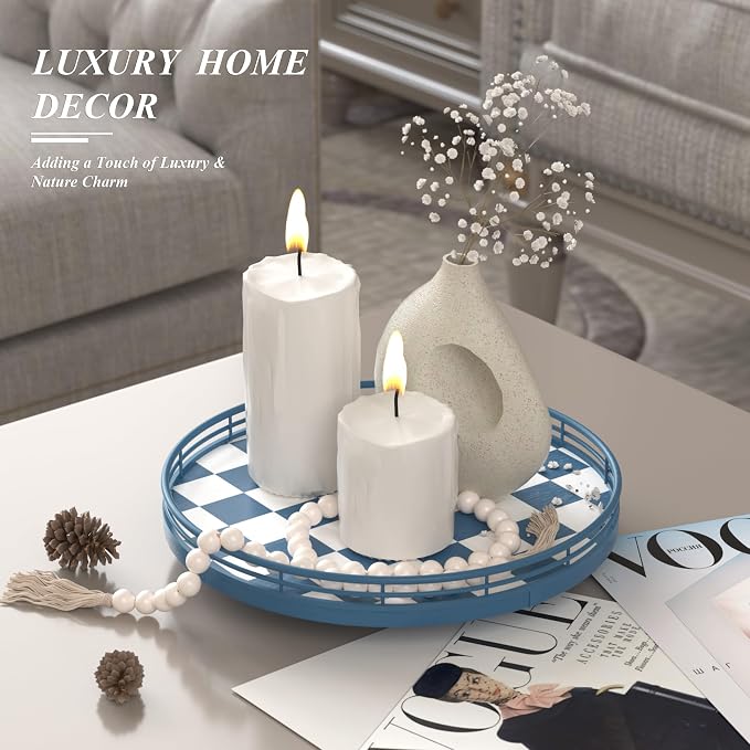 Blue and White Checkerboard Lazy Susan - Image 2