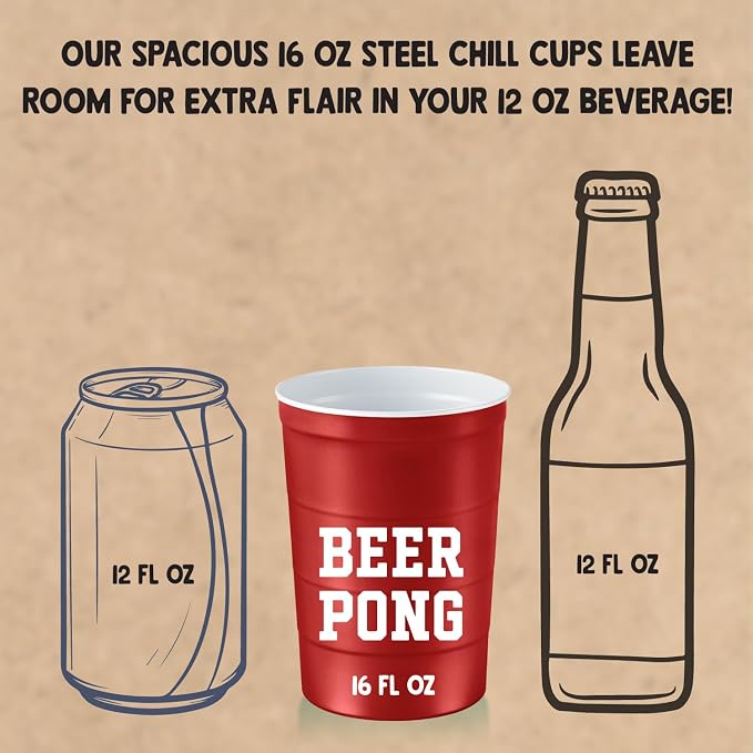 Steel Chill Cups 16 oz. Durable & Reusable Party Cups, Beer Pong, 100% - Image 4