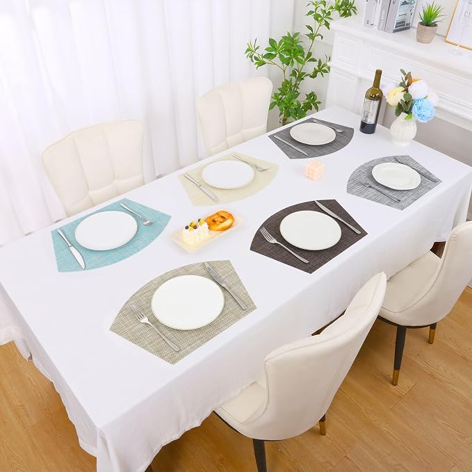 SHACOS Wedge Placemats Set of 4 Woven Vinyl Round Table Placemats Wipe Clean - Image 8