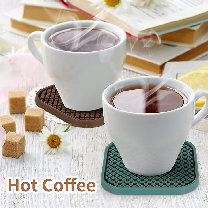 ME.FAN Silicone Coasters with Holder Square Drink Cup Mat - Image 5