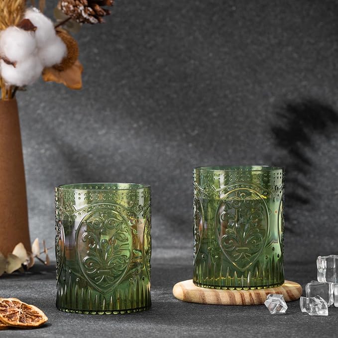 Qinyoung 100 Plastic Vintage Drinking Glasses 8.5oz Stemless Retro Embossed - Image 6