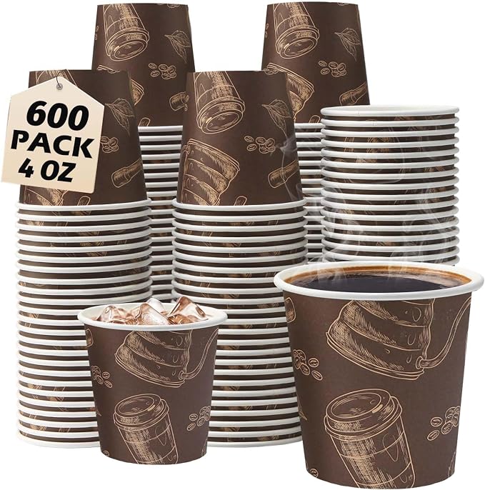 600 Pack 4 oz Small Coffee Cups, Disposable Paper Espresso Cups | Disposible by Huifany