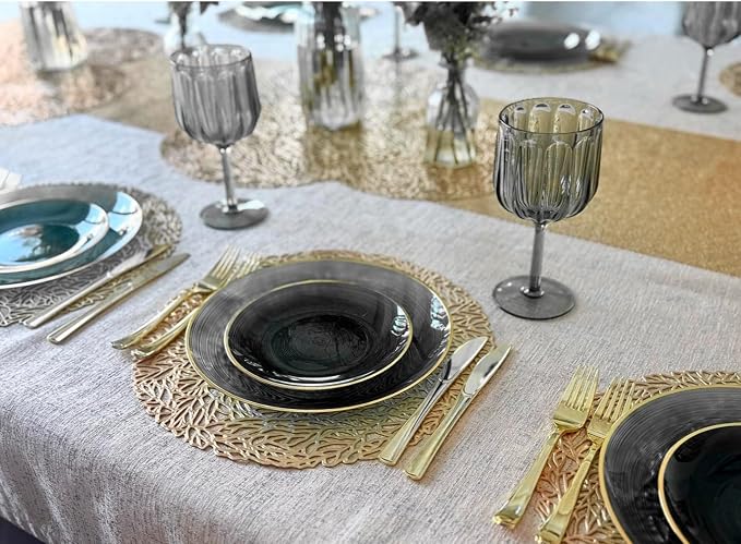 " OCCASIONS " 320pcs set-Wedding Party Disposable Plastic Plate Set -40 x 10'' - Image 5