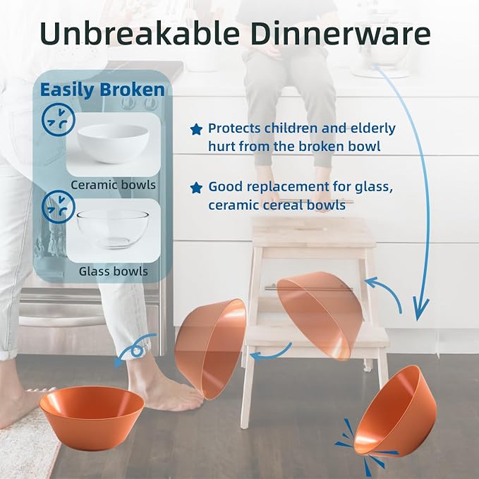 Unbreakable Large Cereal Bowls Set of 6, 32 Ounce BPA-Free Microwave & - Image 6