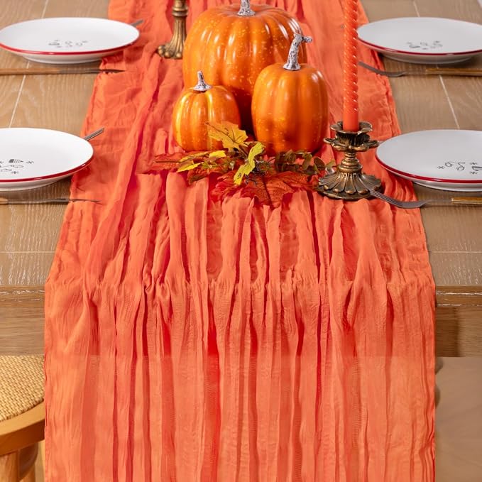 Orange Cheesecloth Table Runner 120 Inches 10 Ft Gauze Table Runner | Summer - Image 7