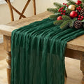 3Pcs Christmas Table Runner, 10FT Cheesecloth Emerald Green Table Runners by Miucat