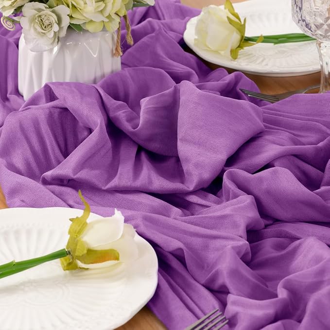 Purple Cheesecloth Table Runner 120 Inches 10 Ft Gauze Table Runner | Summer - Image 6