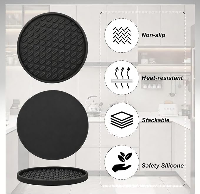 Soft, Shockproof & Safe – Unique 3‑Style Silicone Rubber Coasters Set - Image 8