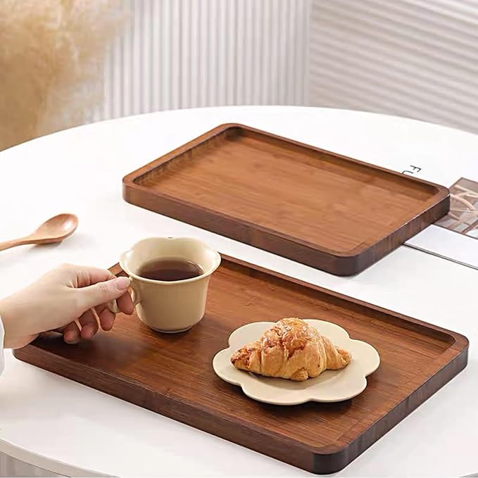 XZHXFX Bamboo Serving Tray, | Food Tray - Image 2