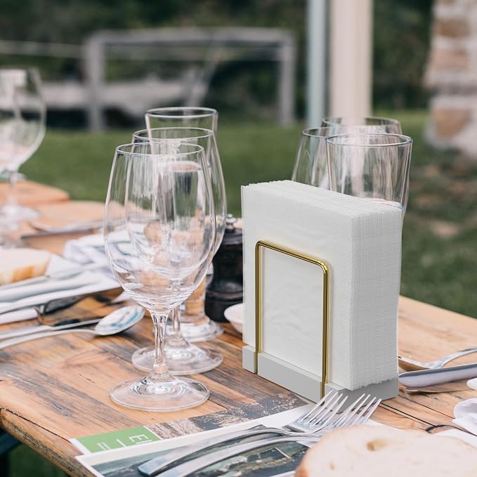Wican Napkin Holder for Table, Bamboo Iron Standing Napkin Dispenser | Dining - Image 4