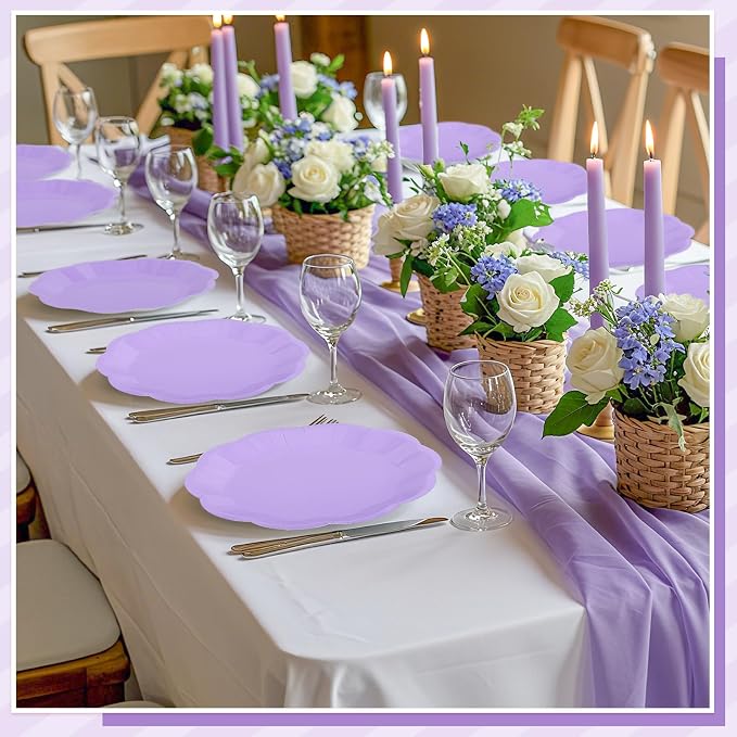 NatNarr 30 Pcs Light Purple Paper Plates, 9 Inch Scalloped Lavender Plates | - Image 8