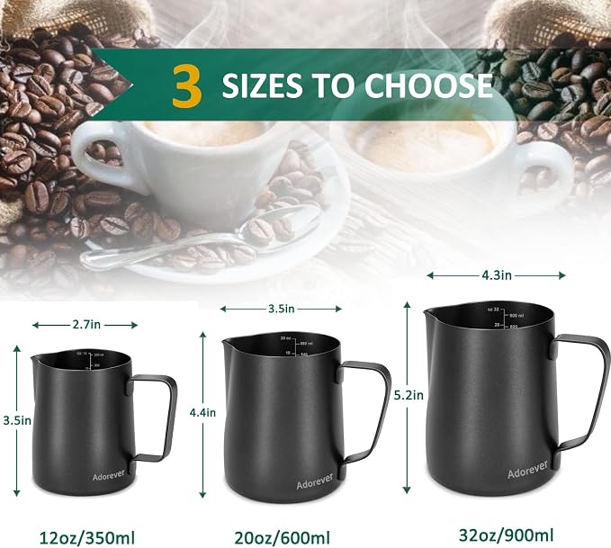 Milk Frothing Pitcher 350ml/12oz Steaming Pitchers Stainless Steel Milk Coffee - Image 3