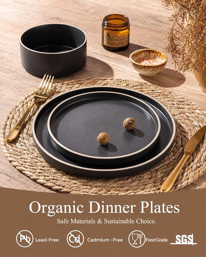 LERATIO Ceramic Dinner Plates Set of 6, 10.25 inch Large ceramic plates | - Image 4