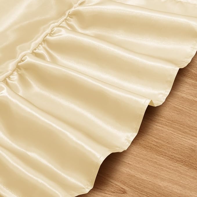 2 Pack Beige Satin Table Runner 12 x 108 Inch | Ruffle Design, Luxurious Dining - Image 5