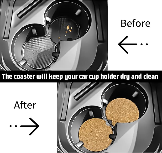 24 Pcs Car Coasters Cup Holder Insert Coaster, Absorbent Cork Bar Coaster - Image 4