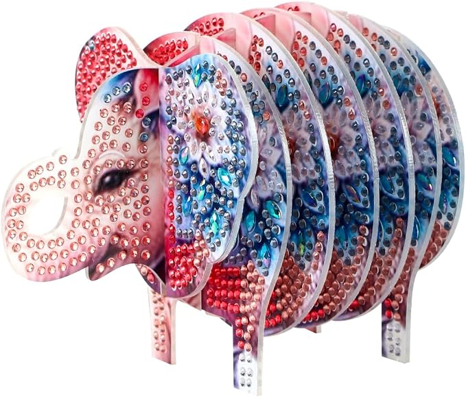 DDGYP Elephant Diamond Art Coasters, Acrylic Diamond Painting Coasters Kit | by DDGYP