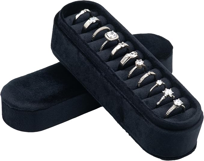 Velvet Small Multiple Ring Box Portable Organizer Display Storage | Travel Case - Image 2