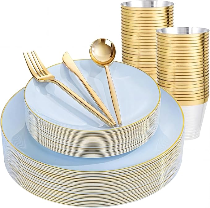 bUCLA 150PCS Blue Plastic Plates by BUCLA
