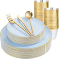 bUCLA 150PCS Blue Plastic Plates by BUCLA