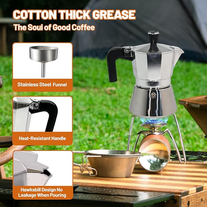 3 Cup Aluminum and Stainless Steel Moka Pot Espresso Stovetop Coffee | Maker - Image 5