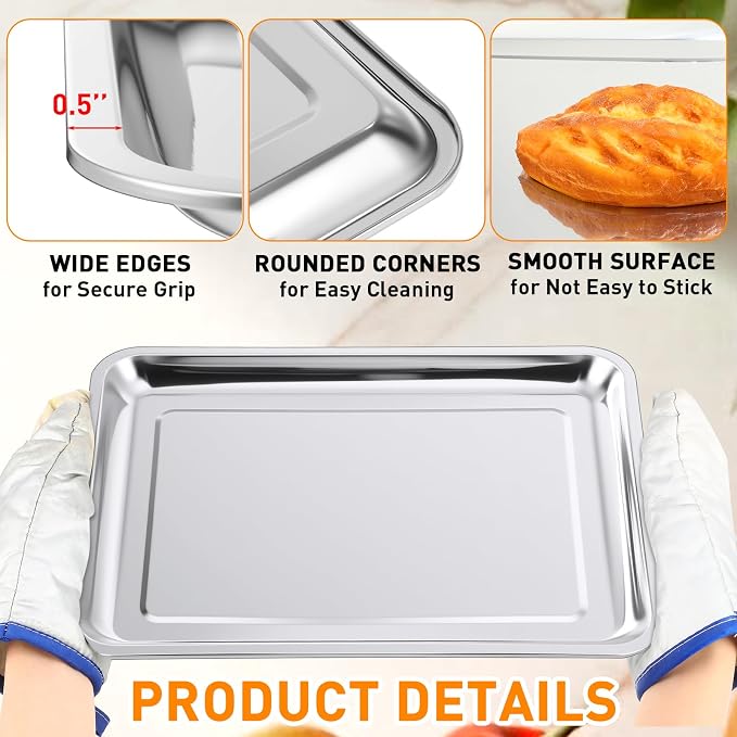 Funnymoom 12 Pack Stainless Baking Sheet Cookie Pans 12.2 x 8.3 x 0.8 Inch - Image 3