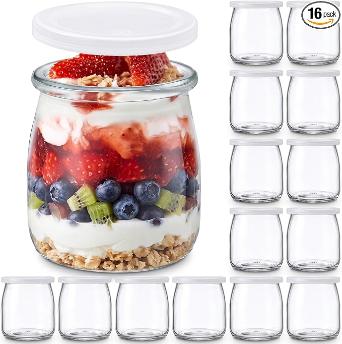 16 Pcs 6oz Small Glass Yogurt Cups by Suclain