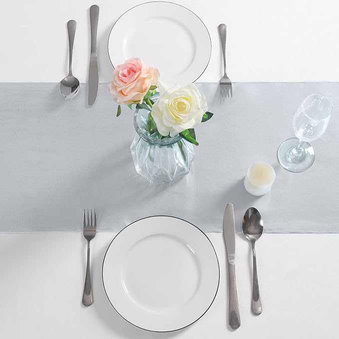 Manyshofu Silver Satin Table Runner 12x108 - Image 8