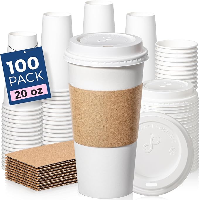 Fit Meal Prep 100 Pack 20 oz Disposable Coffee Cups by FMPBRANDS