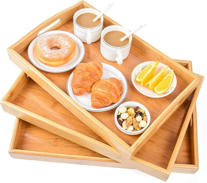 3 Pack Bamboo Serving Trays by AKKAJJ