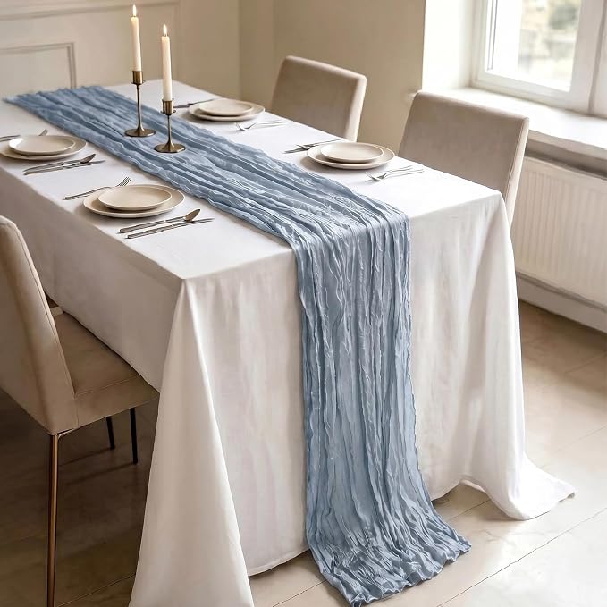 10 Pack Dusty Blue Cheesecloth Table Runner 21 x 120 Inch Boho Gauze Sheer - Image 3
