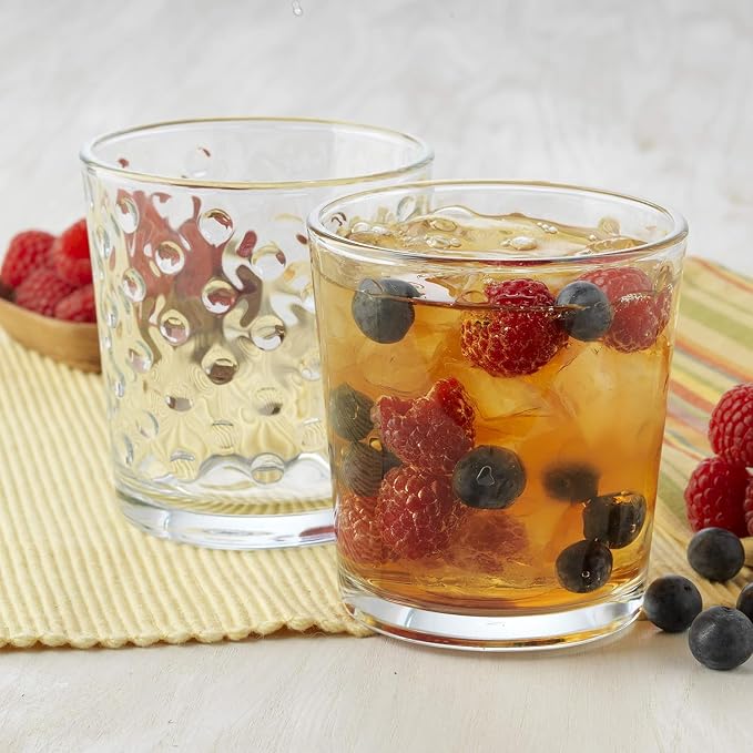 Libbey Awa Polka Dot Tumbler & Rocks Drinking Glasses Set of 16, Glass Cups | - Image 8