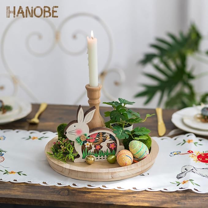 Hanobe Unfinished Round Wooden Craft Trays - Image 9