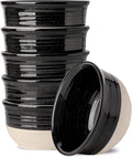 HASENSE Ceramic Cereal & Soup Bowls Set of 6, 20 Oz Black & Beige Stackable by Hasense