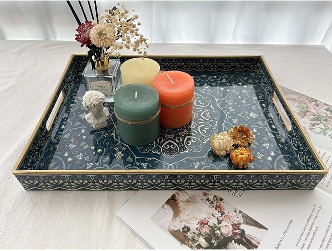 Plastic Serving Tray with Handles, Large Ottoman Tray - Image 6