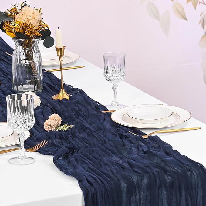 10 Pack Navy Blue Cheesecloth Table Runner 17x108 Inch Boho Gauze Cheese Cloth - Image 7