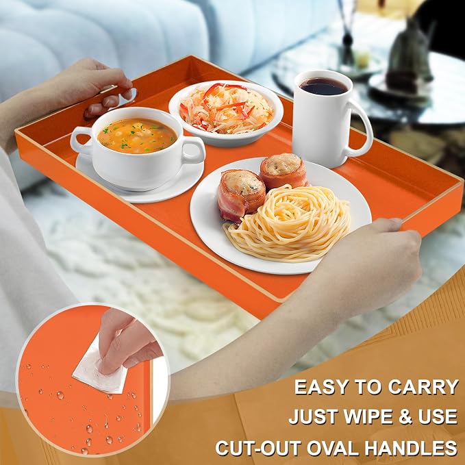 Orange Decorative Tray for Coffee Table, Serving Tray - Image 3